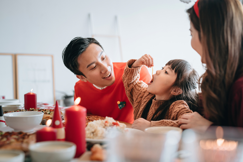 Family having a Christmas meal